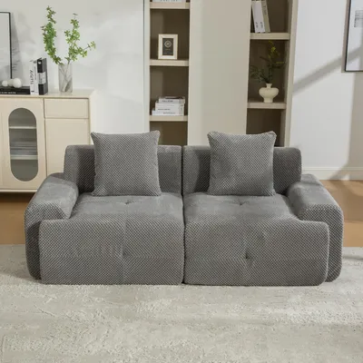 Immagine prodotto di MODFU Divano modulare Divano da salotto con base antiscivolo Divano a due posti con cuscini e braccioli Tessuto in ciniglia Facile da spostare Adatto al salotto Grigio
