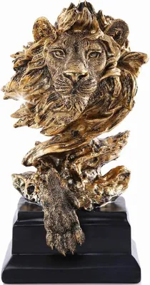 Produktbild von Löwe Statue,Gold Skulpturen,Sandstein Harz Löwe Figuren für Männer,Abstrakte Kunst Statue Ornamente für Home Büro Wohnzimmer Bücherregal Tisch Schreibtisch Hauseinweihung Dekor