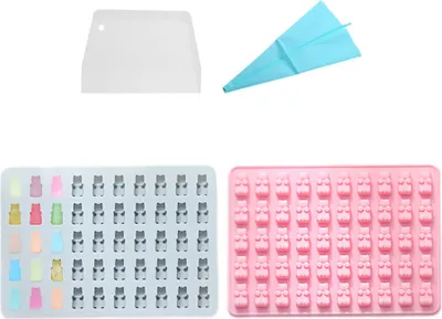 Produktbild von 2 Stück 50 Mulden Schöne Bären-Süßigkeiten-Schokoladenformen, Lebensmittelechte Mini-Bär-Gummiformen, Antihaftbeschichtete Eis-Silikonformen
