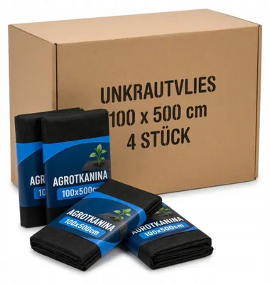 Produktbild von Unkrautvlies 100x500cm schwarz UV-beständig Gartenvlies Unkrautschutz Mulchfolie Geotextil — 4 Stück