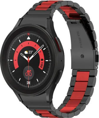 Produktbild von Strap-it Gliederarmband - Kompatibel mit Samsung Galaxy Watch 5 Pro Armband Ersatzarmband Edelstahl - Faltschließe - Hochwertiges Material - für Samsung Galaxy Armband Rot