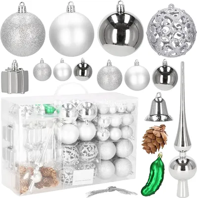 Immagine prodotto di Bubles di Natale Bubles per albero di Natale Bubles per albero di Natale in pizzo 100 pezzi decorazione - argento
