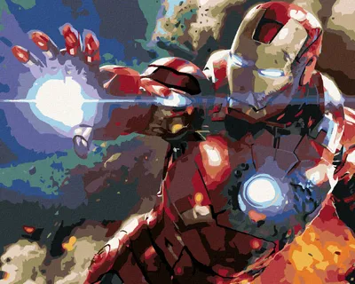 Obrázek produktu pro Zuty - Malování podle čísel - IRON MAN S PONIČENÝM OBLEKEM, 40x50 cm, vypnuté plátno na rám