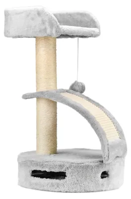Obrázek produktu pro Kočičí strom o výšce 58 cm, šedé barvy, s pelíškem a hrací plochou