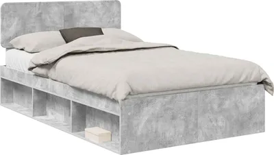 Obrázok produktu pre Rám postele Betónová šedá 135 x 190 cm Masívne borovicové drevo