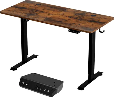 Produktbild von Izrielar Höhenverstellbarer Schreibtisch 120 x 60 x (70-115) cm, Elektrisch Standing Desk mit USB-A/C Ladeanschluss, Memory-Steuerung Kollisionschutz Funktion, Gespleißte Platte Vintagebraun