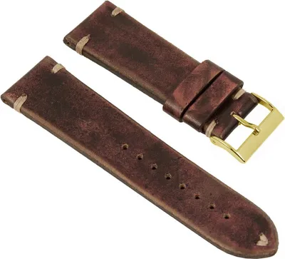 Produktbild von Vintage Uhrenarmband Rindsleder Burgund mit Ziernaht 26250, Stegbreite:18mm