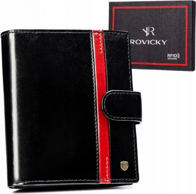 Image de Grand portefeuille en cuir pour homme avec fermeture à bouton-pression RFID - Rovicky