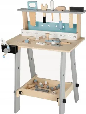 Obrázok produktu pre Drevený dielenský stôl ECOTOYS s náradím a 32 prvkami