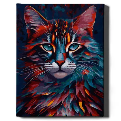 Produktbild von Oh Art! – Malen nach Zahlen Set – 40x50cm, mit Holzrahmen und Pinseln "Katze" DIY