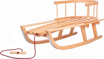 Produktbild von Holzschlitten inklusive abnehmbareRückenlehne& Zugseil - Holz Schlitten