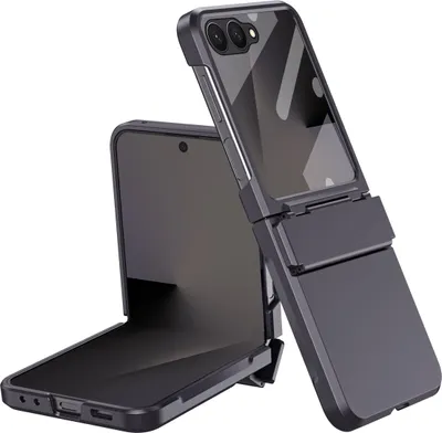 Produktbild von Handyhülle für Samsung Galaxy Z Flip 7 Scharnierschutz Hart Robuste Stoßfest Hülle mit Displayschutz Schwarz