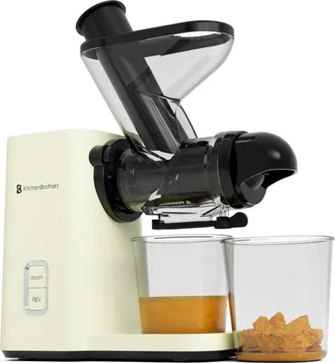 Produktbild von KitchenBrothers Slow Juicer Mini - Entsafter - Obst- und Gemüsepresse - 40mm und 50mm Einfüllöffnung - 400ml - Champagner