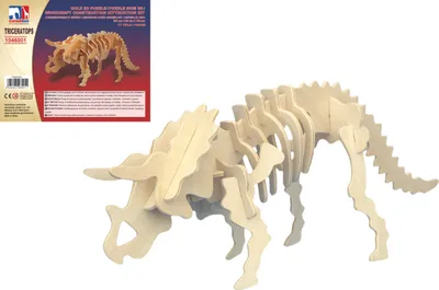 Produktbild von 3D Holzpuzzle Triceratops Skelett 32 x 8,5 x 12 cm