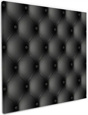 Produktbild von Wallario Premium Leinwandbild Schwarze Ledertür in Größe 50 x 50 cm