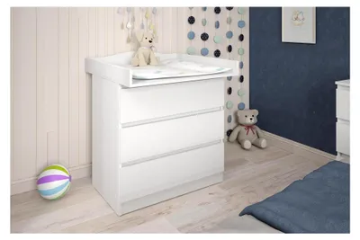 Produktbild von Wickelaufsatz für Kinder, kompatibel mit Kommoden der Serien Malm, Hemnes und Nordli, weiß