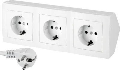 Image de Prise multiple 3 fois avec câble d'alimentation I blanc