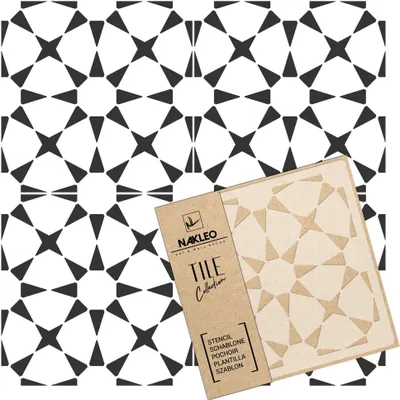 Produktbild von Tile Fliesen Schablone zum Malen 45x45 cm, Havana Geometric Mosaic, Kunststoff Wiederverwendbare Bodenschablone DIY