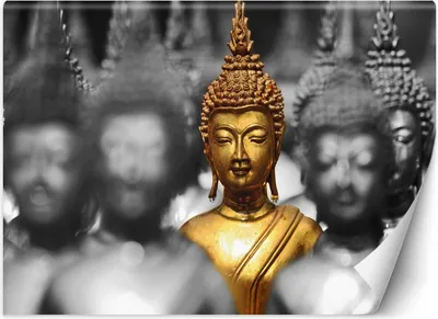 Produktbild von Vlies fototapete Goldener Buddha 300x210 cm Feeby Gold inkl. Kleber einfache Montage