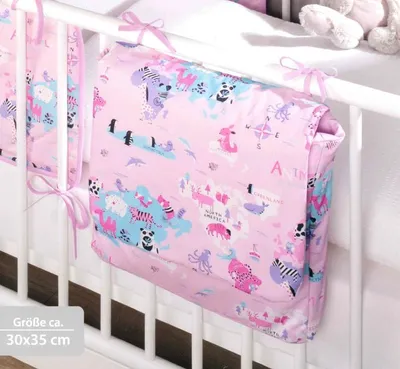 Produktbild von Windeltasche mit Befestigungsbändern für Babybett rosa