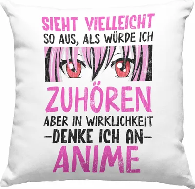 Produktbild von Trendation - Anime Deko-Kissen mit Füllung 40x40 Geschenk Spruch Deko-Kissen mit Füllung 40x40 Geschenke Deko Anme Fan Sieht So Aus Als Würde Ich Dir Zuhören (Grau)