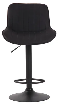 Image de Tabouret de bar CLP Lentini en tissu, pivotant et réglable en hauteur, structure noire
