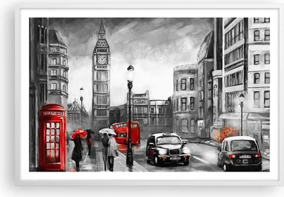 Produktbild von Gerahmtes Poster - Weißer Rahmen - London Bus - 91,5x61 cm - Wand Bild - Wanddeko - Wandbilder - Kunstposter - Wandposter - Bilderrahmen - Bilder - Kunstdruck - Wandbild - P2WAA91x61-3939