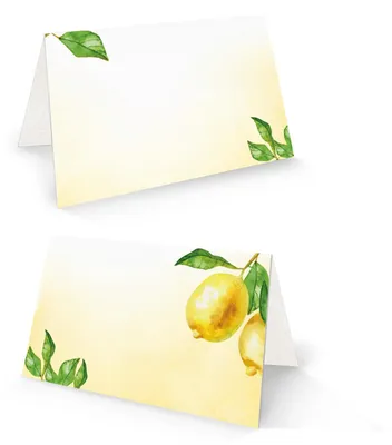 Produktbild von 25 Tischkarten mit Zitronen-Motiv Namensschilder zum BeschriftenL