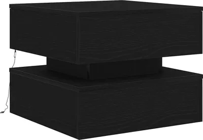 Produktbild von vidaXL Couchtisch mit LED-Leuchten Schwarz Eichen-Optik 50x50x40 cm