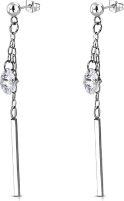 Produktbild von Ohrstecker Edelstahl Stab Anhänger Damen Ohrringe Zirkonia Kristall Autiga® silber
