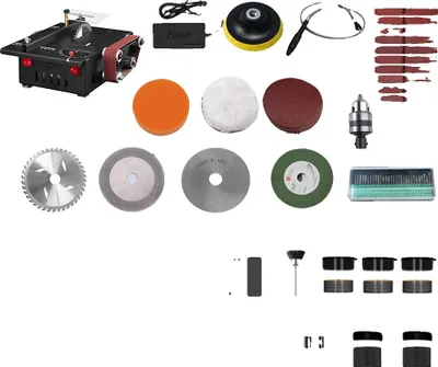 Obrázok produktu pre Mini stolová píla a pásová brúska, výkon 200 W, 7 nastavení rýchlosti, zástrčka EÚ