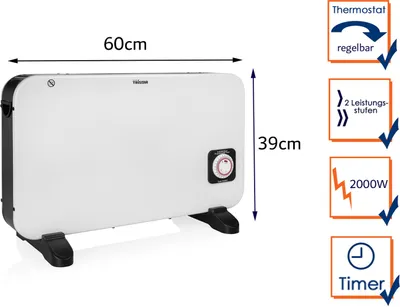 Produktbild von Tristar KA-5816 Konvektor-Heizkörper, Elektrischer Konvektor-Raumheizer, 24 h, 1,5 m, IP00, Drinnen, Flur