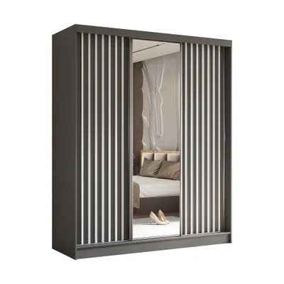 Produktbild von AX LIVING Cabinio Kleiderschrank Grau Weiß mit Spiegel 180 cm Breit