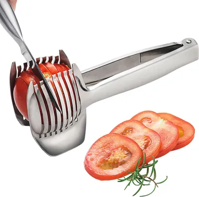 Produktbild von Zitronen-, Tomaten-, Orangen-, Eier- und Kiwischneider aus Edelstahl für gleichmäßige Scheiben