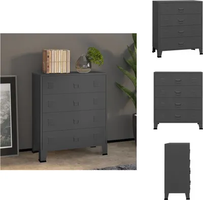 Produktbild von vidaXL Industrial Kommode mit Schubladen Anthrazit 78x40x93 cm Metall -  Kommoden