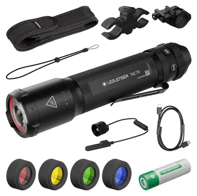 Produktbild von Ledlenser TAC7R Taschenlampe 3200 Lumen, 370m Leuchtweite, 30h Laufzeit, mit Fernbedienung, Farbfilterset , Picatinny-Schienen-Halterung, Universal Mounting System