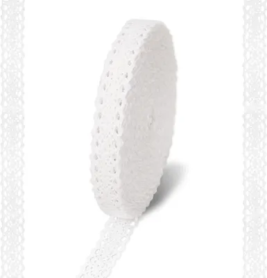 Zdjęcie produktu dla Biała koronka satynowo-bawełniana 15 m ozdobna koronka 2 cm do szycia ręcznie robiona koronka - vintage