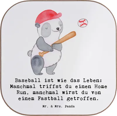 Produktbild von Mr. & Mrs. Panda Untersetzer für Gläser Baseball Leben - Weiß - Geschenk, Tassen, Sportler, Teamsport, Sport, Holzuntersetzer, Teamgeist, Adrenalin, Coaster, Tasse