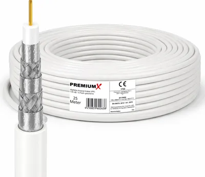 Produktbild von PremiumX 25m PROFI PRO Koaxial Kabel 135dB 5-Fach geschirmt, reines Kupfer SAT Antennenkabel