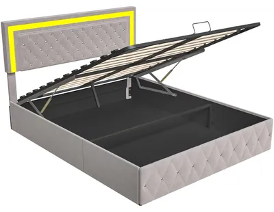 Obrázok produktu pre Postel s úložným priestorom - čalúnená posteľ 140x200 cm - hydraulický rošt - drevený rám - zamatový poťah - čalúnená opierka - béžová farba
