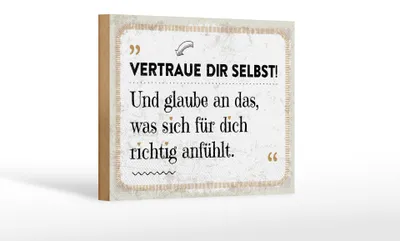 Produktbild von Holzschild Vertraue dir Selbst, 30x20 cm, Holzschilder Spruch Glück Weisheit