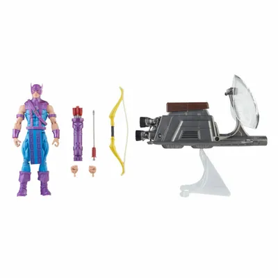 A collection of action figures and accessories laid out on a white background.
