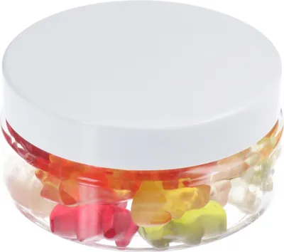 Produktbild von 100 ml PET Tiegel transparent, flach, mit Plastikdeckel, weiß, 50 Stück