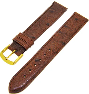 Produktbild von Uhrenarmband Kalbsleder mit Muster Dunkelbraun Ton in Ton 20mm L Gold
