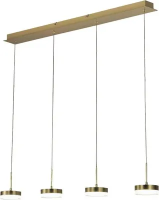 Produktbild von Fabas Luce Dunk 4-flammige Pendelleuchte - 32W dimmbare LED - Satiniertes Messing Lineares Design