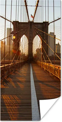 Produktbild von MuchoWow® Poster Brooklyn Bridge in New York bei Sonnenuntergang 20x40 cm - Plakat - Foto