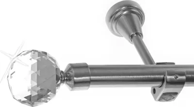 Produktbild von Edelstahl Look Gardinenstange 20mm Wandträger 1-läufig, Kristall Disco Kugel, Länge wählbar H50 E87 R