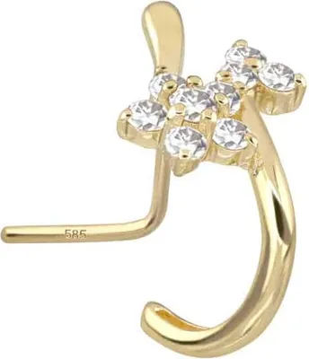 Produktbild von Nasenpiercing, Nasenstecker 14/18 Karat Gold Nasenstecker MOISSANIT-BLUME