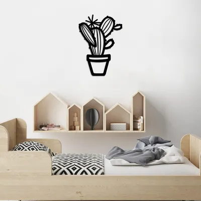 Produktbild von Wallity, Cactus - Black, Wanddeko, Schwarz, Metall, 42 x 59 cm