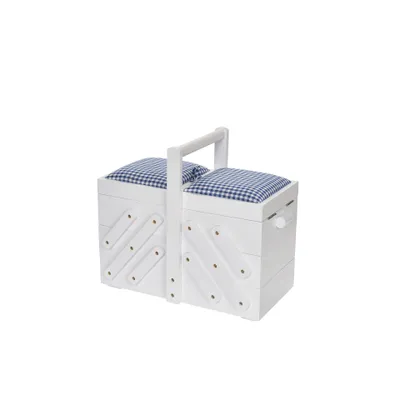 Immagine prodotto di valigetta da cucito in legno con tessuto 36x19x30cm classica moderna
